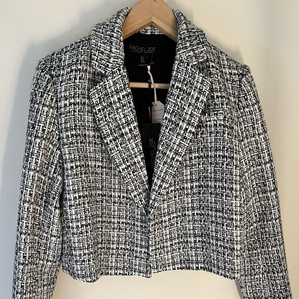 Rachel Zoe Black and White Tweed Blazer